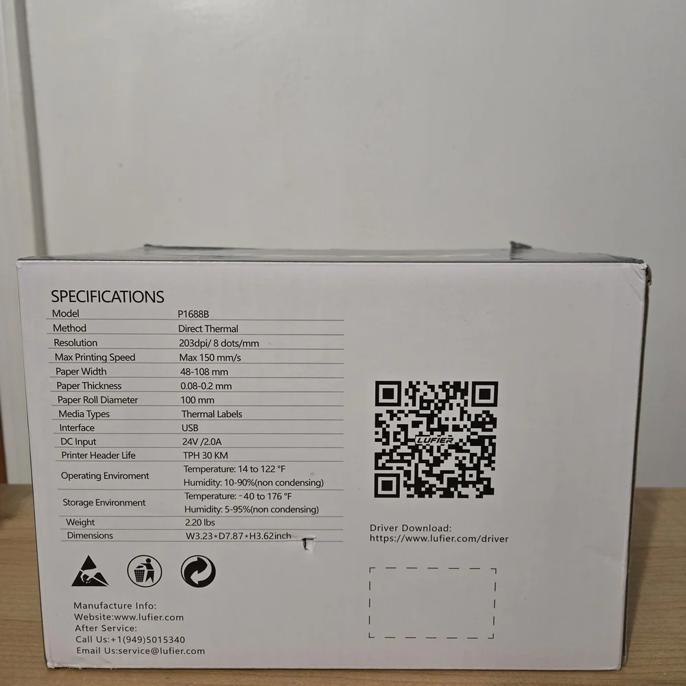 New LUFIER Black Direct Thermal Label Printer